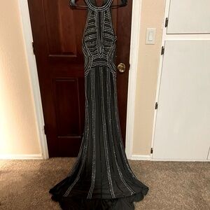 Jovani Glass Beaded Formal Dress